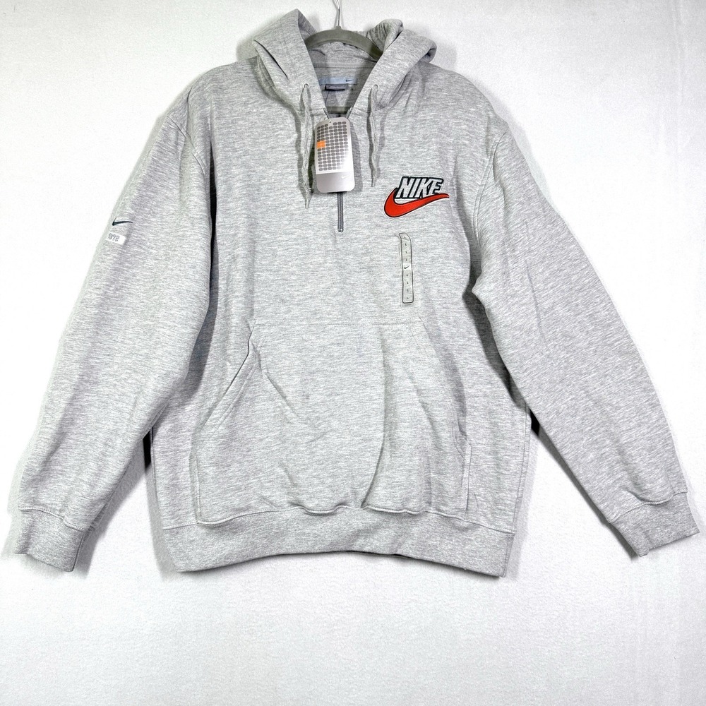 Vintage Y2K Nike Hoodie Mens Large 1/4 Zip Sweatshirt Pullover Swoosh Logo NWT